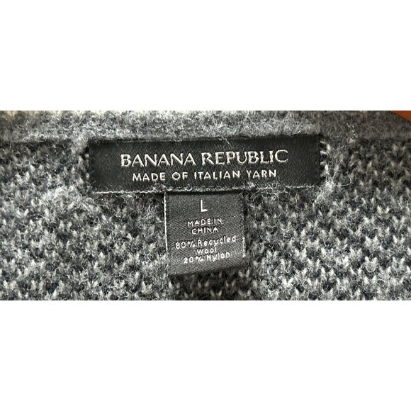 Banana Republic Mens Mountain Design Sweater L Gray & Black Wool Blend Crewneck - Picture 5 of 7